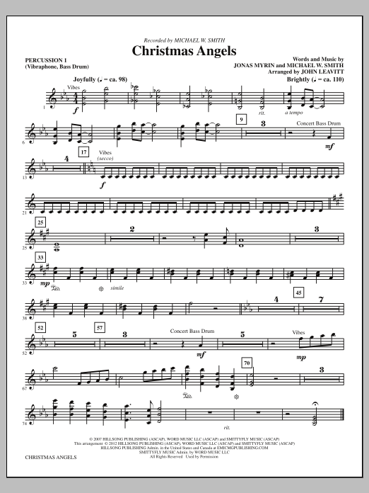 John Leavitt Christmas Angels - Percussion 1 Sheet Music Notes & Chords for Choir Instrumental Pak - Download or Print PDF