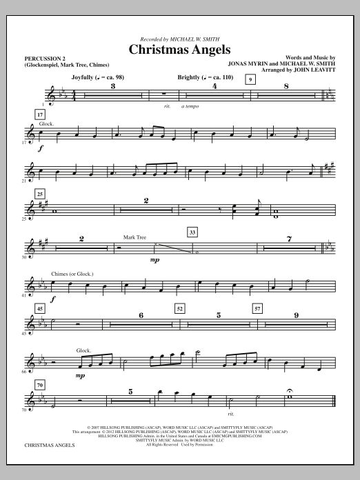 John Leavitt Christmas Angels - Percussion 2 Sheet Music Notes & Chords for Choir Instrumental Pak - Download or Print PDF