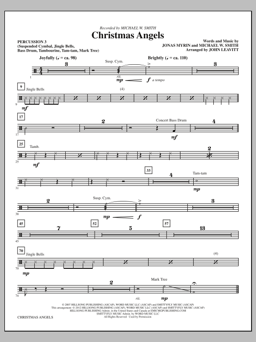 John Leavitt Christmas Angels - Percussion 3 Sheet Music Notes & Chords for Choir Instrumental Pak - Download or Print PDF