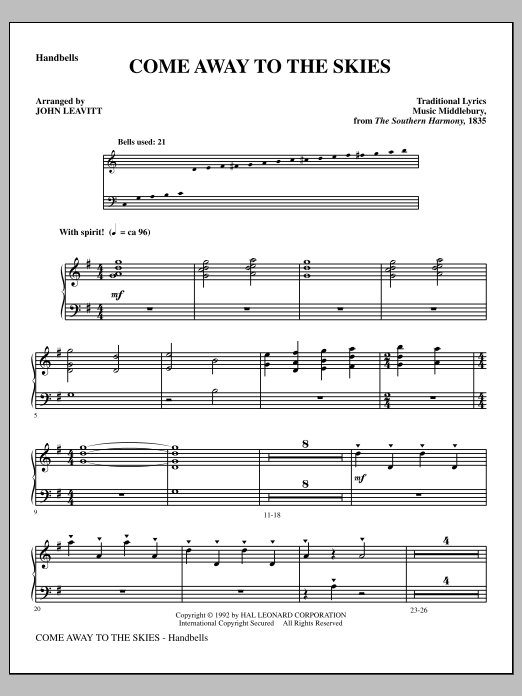 John Leavitt Come Away To The Skies - Handbells Sheet Music Notes & Chords for Choir Instrumental Pak - Download or Print PDF