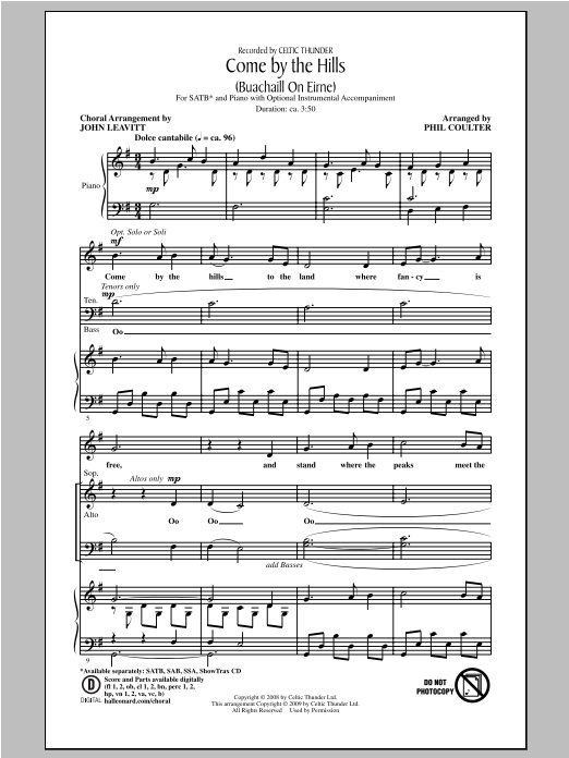 John Leavitt Come By The Hills (Buachaill On Eirne) Sheet Music Notes & Chords for SAB - Download or Print PDF