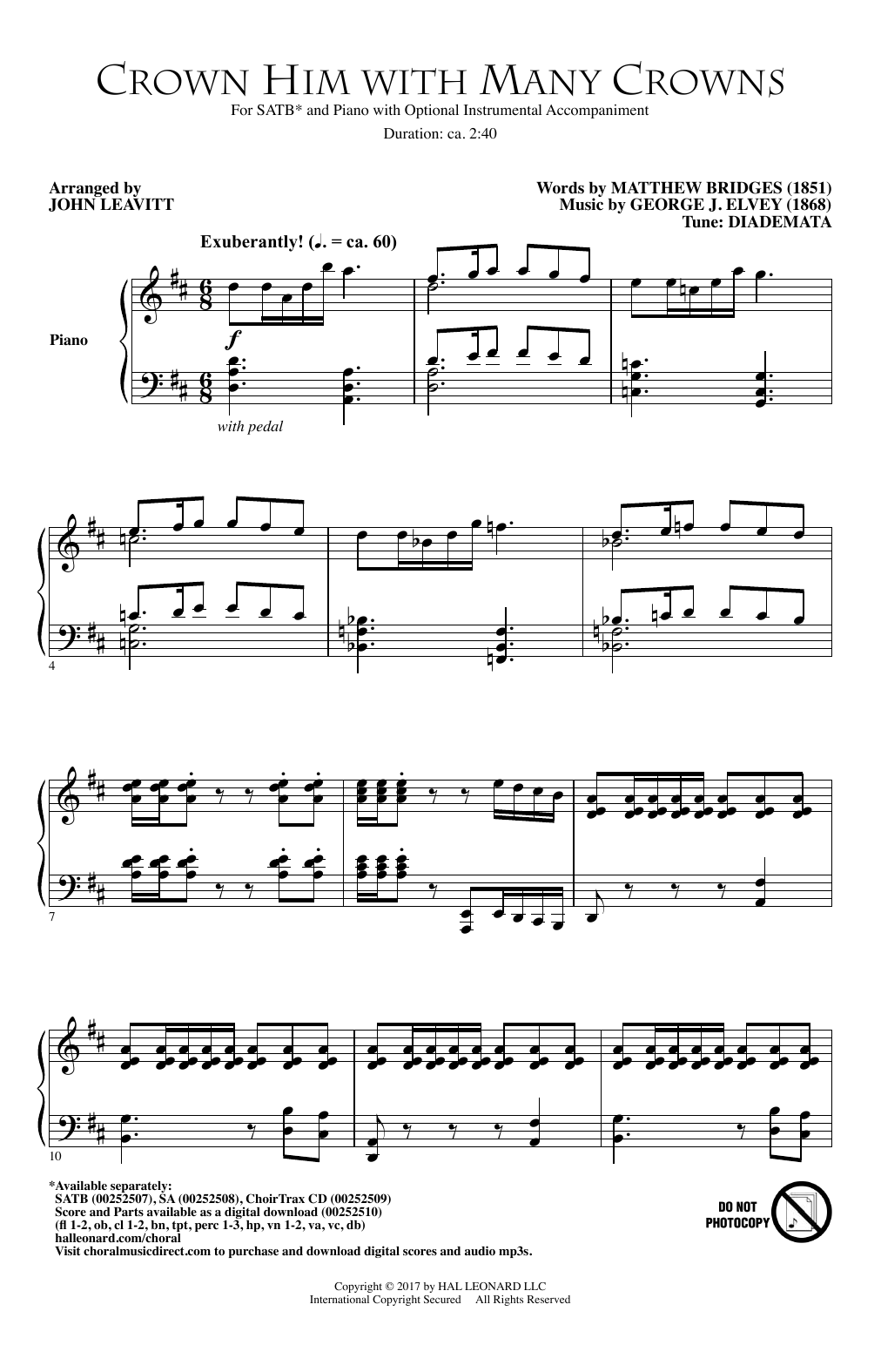 John Leavitt Crown Him With Many Crowns Sheet Music Notes & Chords for SATB - Download or Print PDF