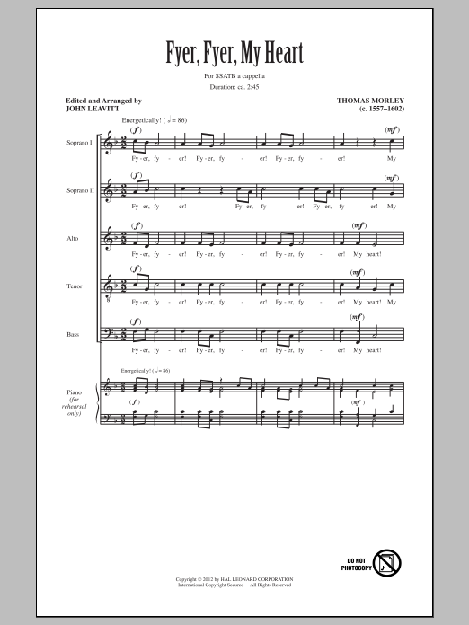 John Leavitt Fyer, Fyer, My Heart Sheet Music Notes & Chords for SATB - Download or Print PDF