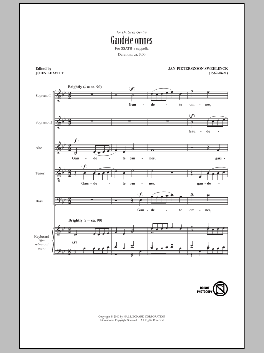 John Leavitt Gaudete Omnes Sheet Music Notes & Chords for SATB - Download or Print PDF