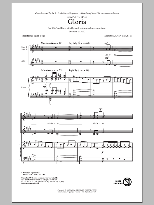 John Leavitt Gloria (from Petite Mass) Sheet Music Notes & Chords for SATB - Download or Print PDF