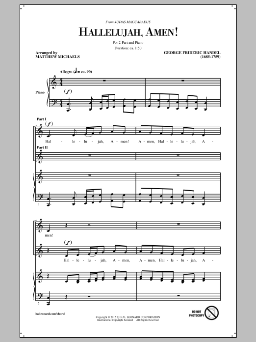 John Leavitt Hallelujah, Amen! Sheet Music Notes & Chords for 2-Part Choir - Download or Print PDF