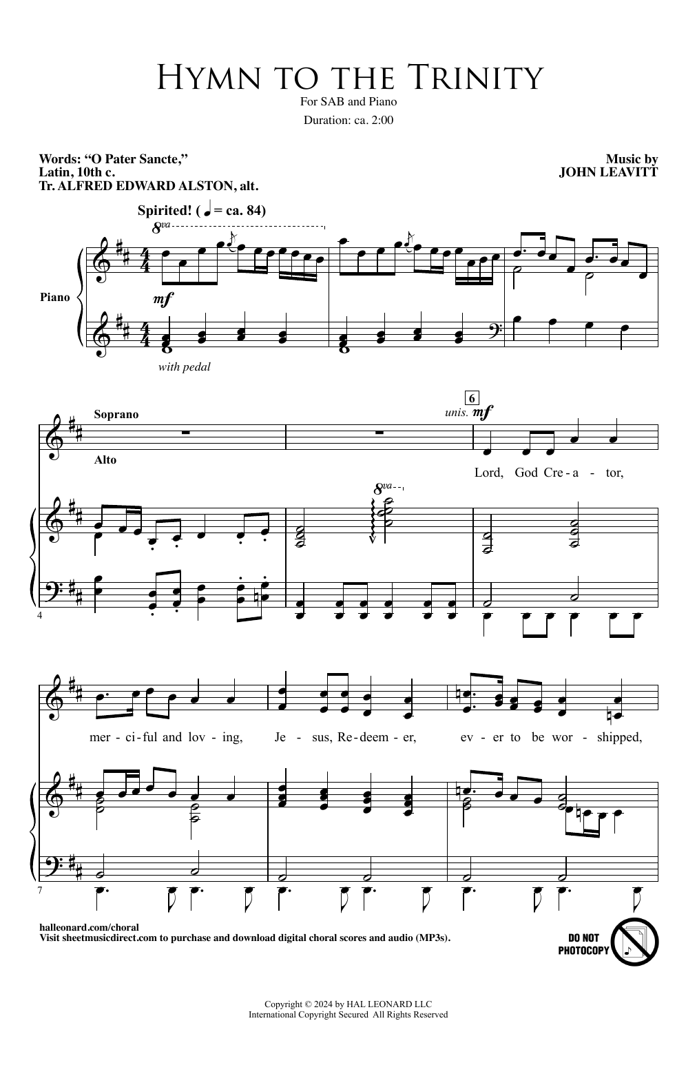 John Leavitt Hymn To The Trinity Sheet Music Notes & Chords for SAB Choir - Download or Print PDF