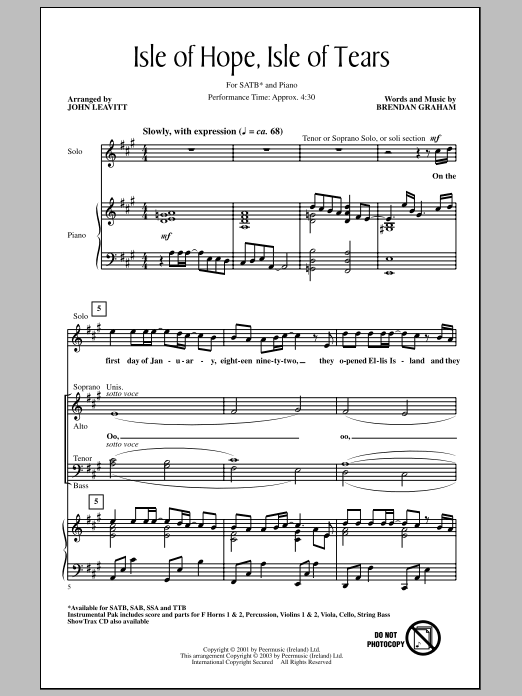 John Leavitt Isle Of Hope, Isle Of Tears Sheet Music Notes & Chords for SATB - Download or Print PDF