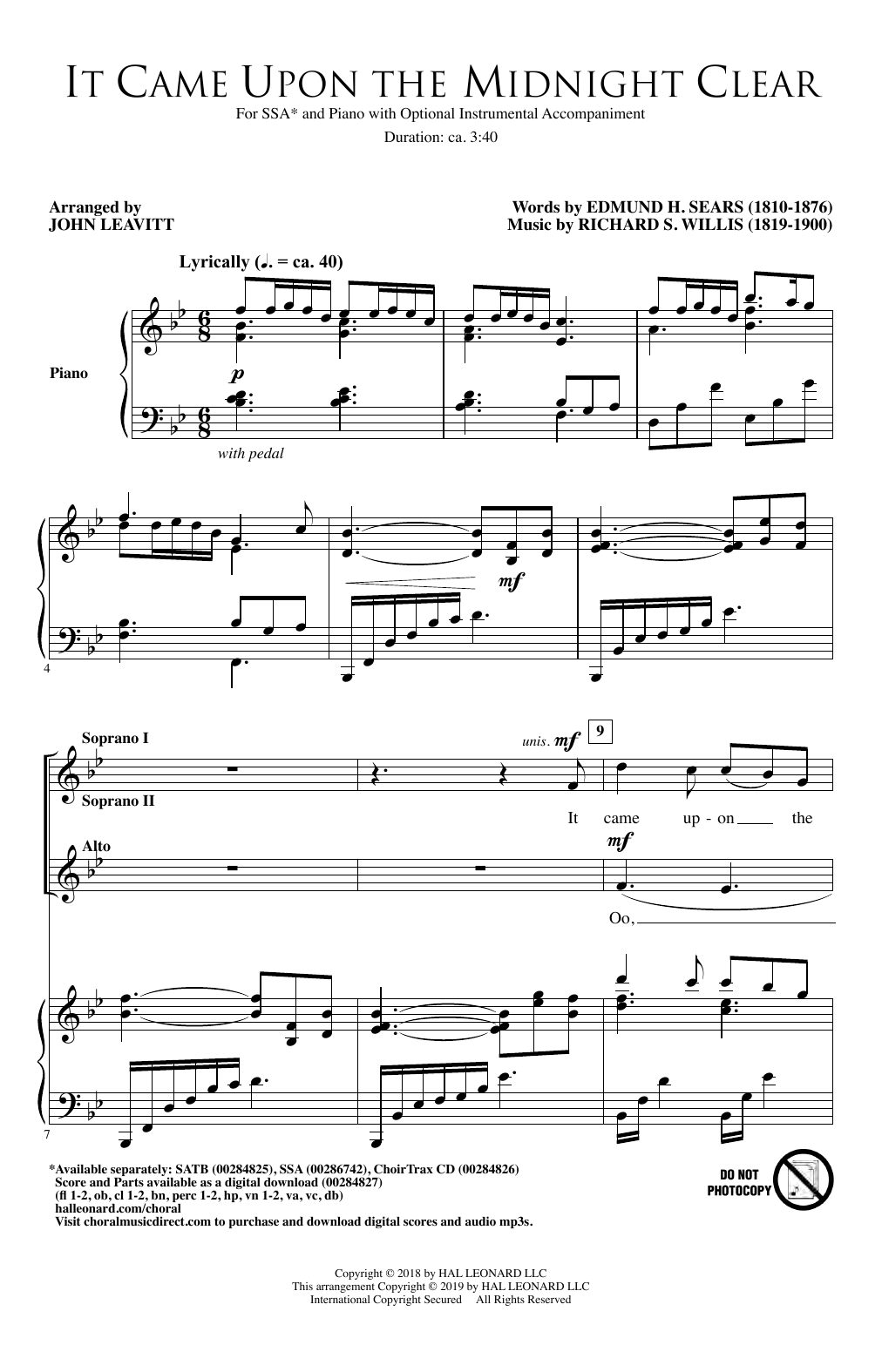 John Leavitt It Came Upon The Midnight Clear Sheet Music Notes & Chords for SATB Choir - Download or Print PDF