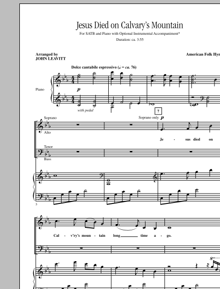 John Leavitt Jesus Died On Calvary's Mountain Sheet Music Notes & Chords for SATB - Download or Print PDF