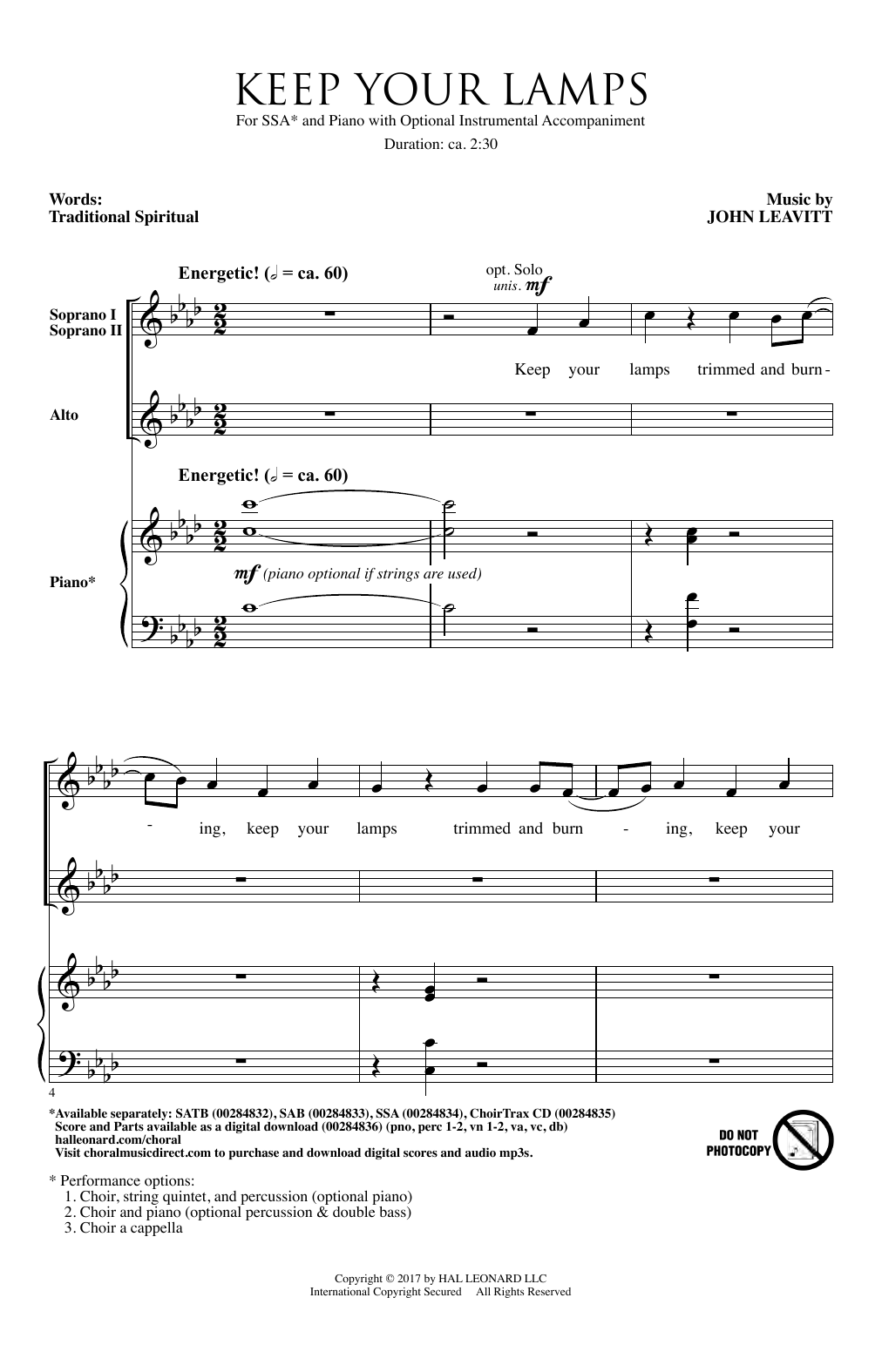 John Leavitt Keep Your Lamps Trimmed And Burning Sheet Music Notes & Chords for SSA Choir - Download or Print PDF
