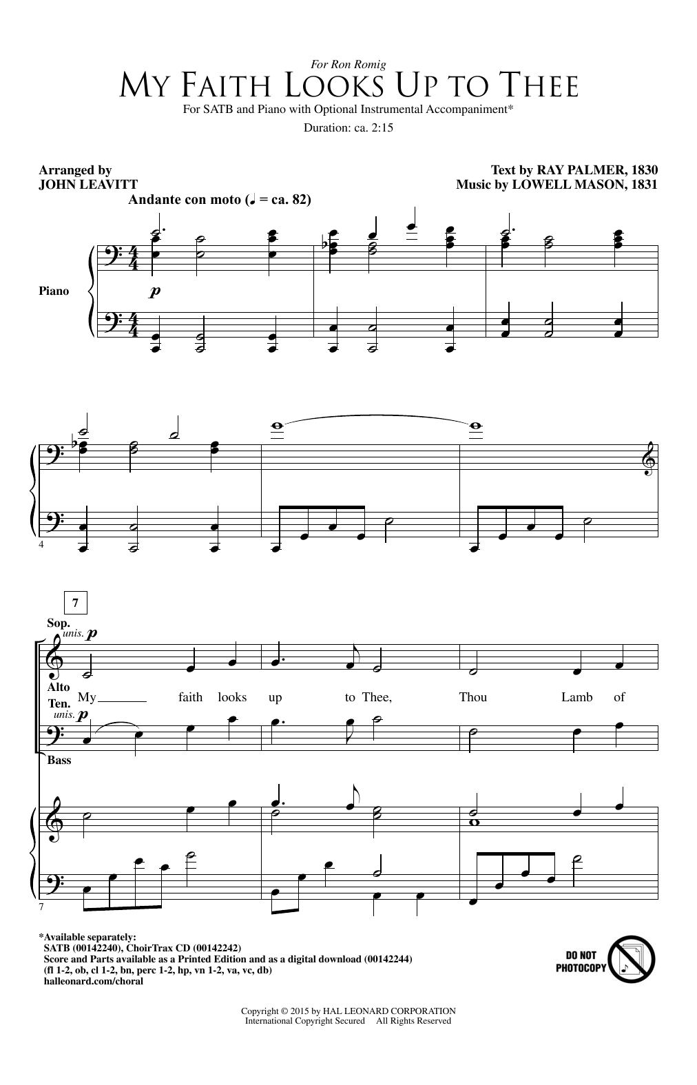 John Leavitt My Faith Looks Up To Thee Sheet Music Notes & Chords for SATB - Download or Print PDF