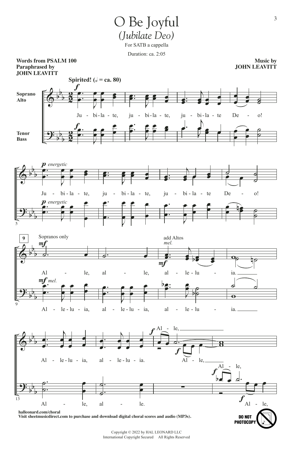 John Leavitt O Be Joyful (Jubilate Deo) Sheet Music Notes & Chords for SATB Choir - Download or Print PDF