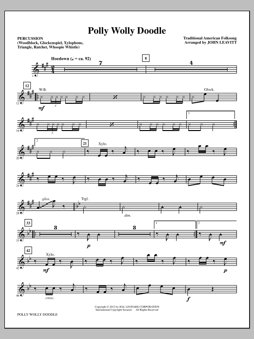 John Leavitt Polly Wolly Doodle - Percussion Sheet Music Notes & Chords for Choir Instrumental Pak - Download or Print PDF