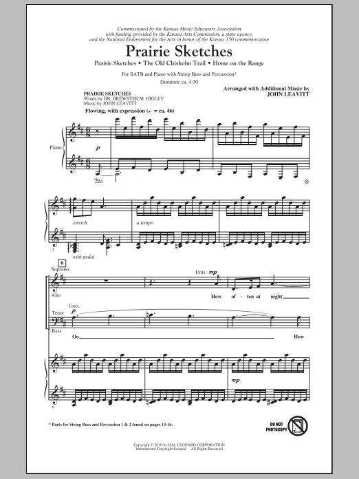 John Leavitt Prairie Sketches (Medley) Sheet Music Notes & Chords for SATB - Download or Print PDF