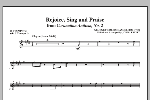 John Leavitt Rejoice, Sing And Praise - Bb Trumpet 2 (alt. C Tpt. 2) Sheet Music Notes & Chords for Choir Instrumental Pak - Download or Print PDF