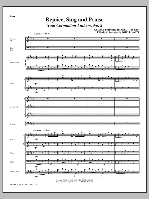John Leavitt Rejoice, Sing And Praise - Full Score Sheet Music Notes & Chords for Choir Instrumental Pak - Download or Print PDF