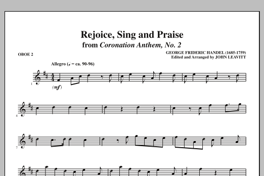John Leavitt Rejoice, Sing And Praise - Oboe 2 Sheet Music Notes & Chords for Choir Instrumental Pak - Download or Print PDF