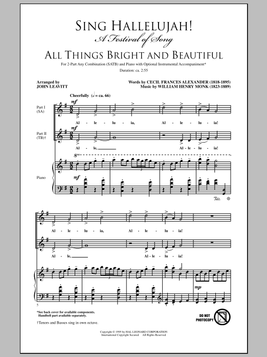 John Leavitt Sing Hallelujah! A Festival Of Song Sheet Music Notes & Chords for SATB - Download or Print PDF