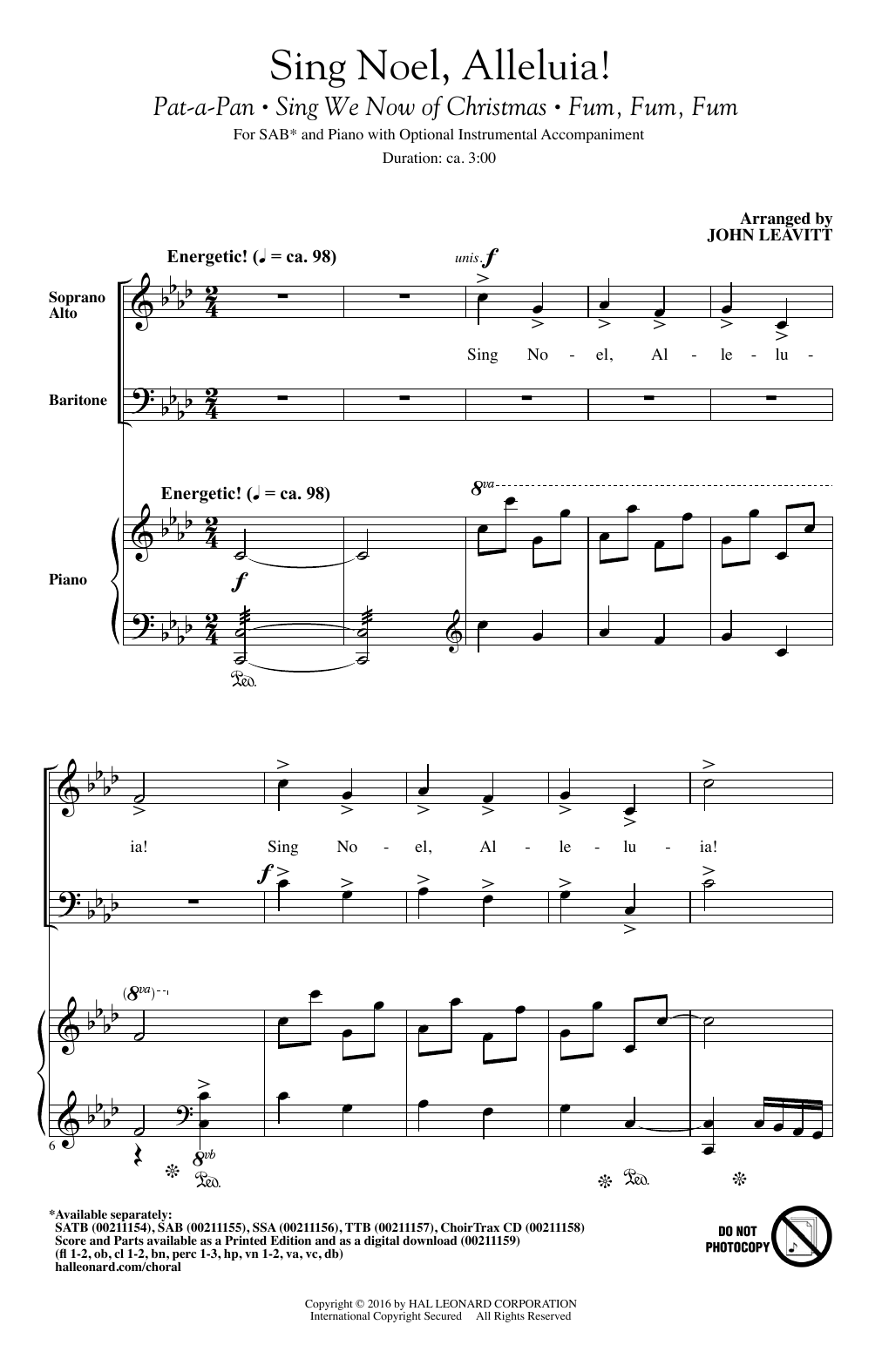 John Leavitt Sing Noel, Alleluia! Sheet Music Notes & Chords for SATB - Download or Print PDF