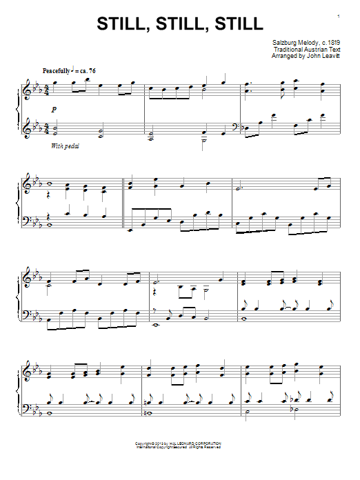 John Leavitt Still, Still, Still Sheet Music Notes & Chords for Piano - Download or Print PDF