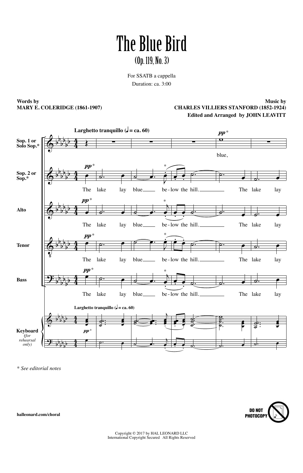 John Leavitt The Blue Bird Sheet Music Notes & Chords for SATB - Download or Print PDF