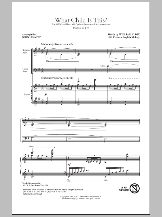 John Leavitt What Child Is This? Sheet Music Notes & Chords for SATB - Download or Print PDF