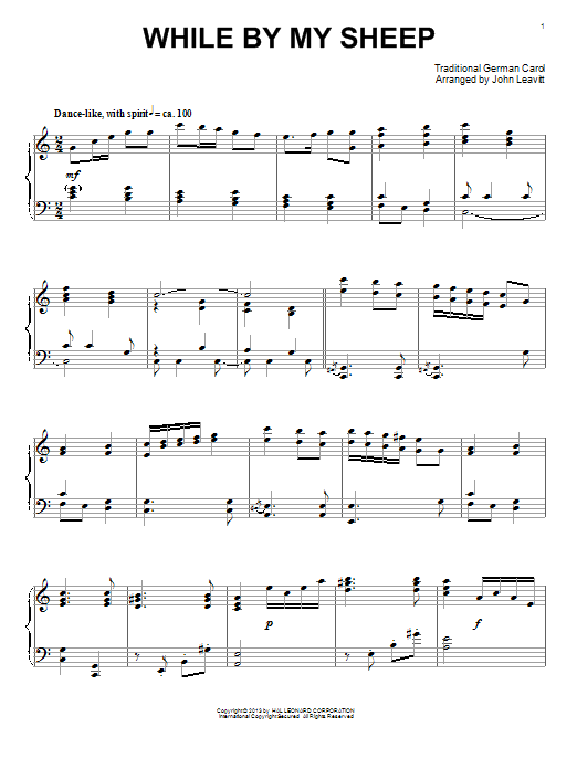 John Leavitt While By My Sheep Sheet Music Notes & Chords for Piano - Download or Print PDF