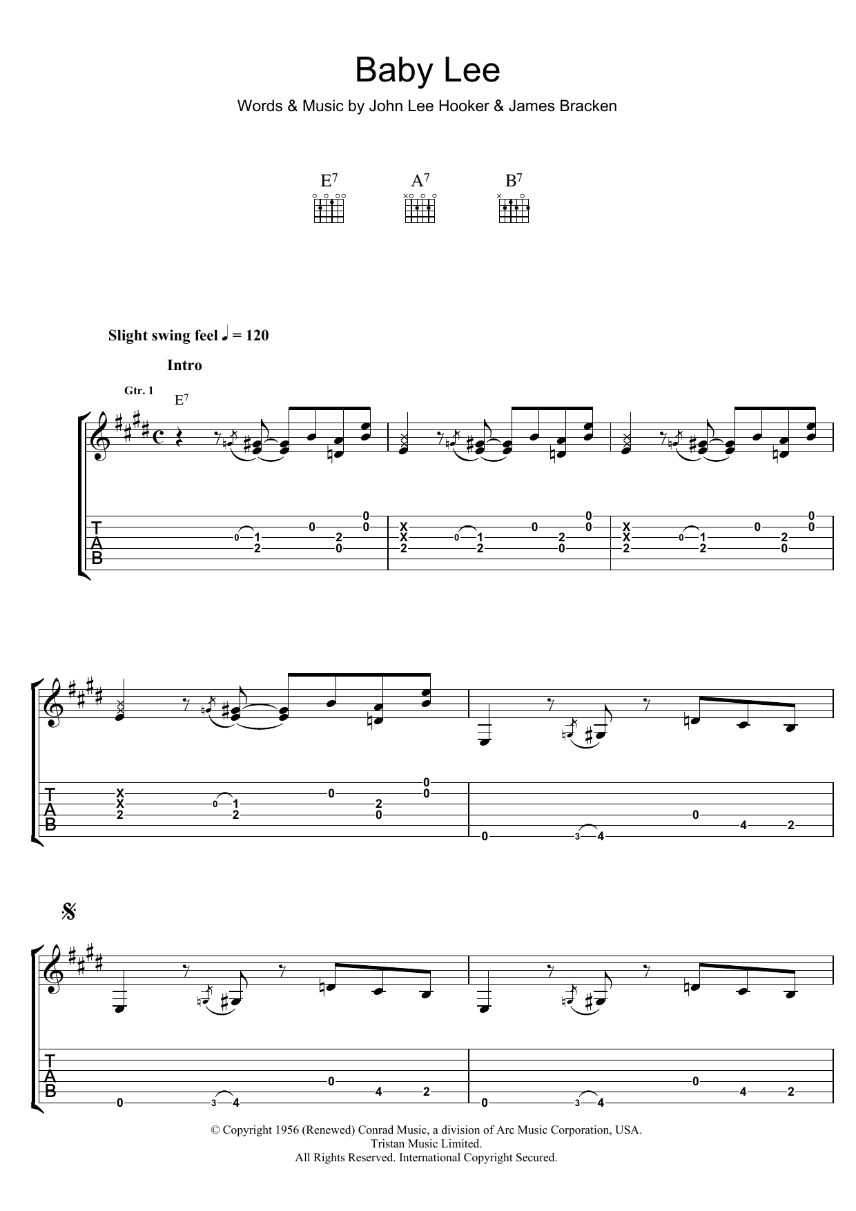 John Lee Hooker Baby Lee Sheet Music Notes & Chords for Guitar Tab - Download or Print PDF