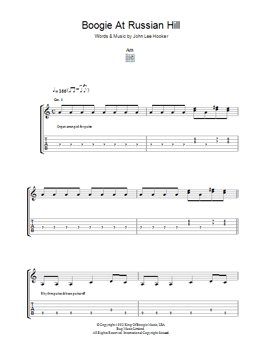 John Lee Hooker Boogie At Russian Hill Sheet Music Notes & Chords for Guitar Tab - Download or Print PDF
