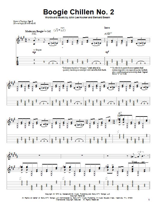 John Lee Hooker Boogie Chillen No. 2 Sheet Music Notes & Chords for Guitar Lead Sheet - Download or Print PDF