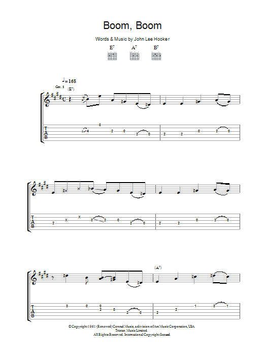 John Lee Hooker Boom Boom Sheet Music Notes & Chords for Guitar Lead Sheet - Download or Print PDF
