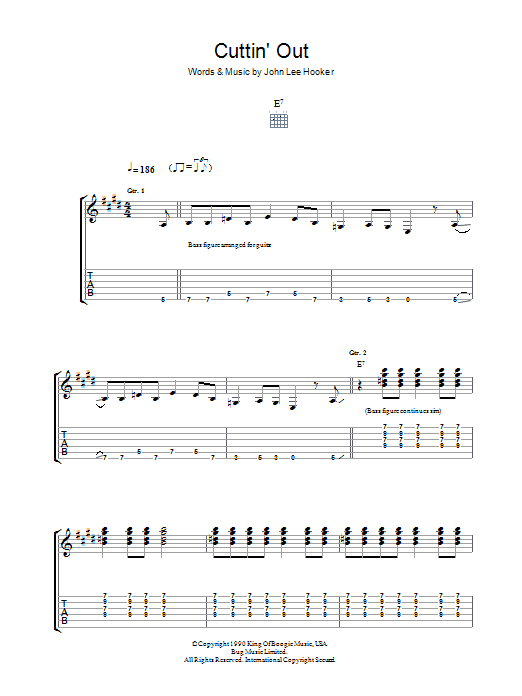 John Lee Hooker Cuttin' Out Sheet Music Notes & Chords for Guitar Tab - Download or Print PDF