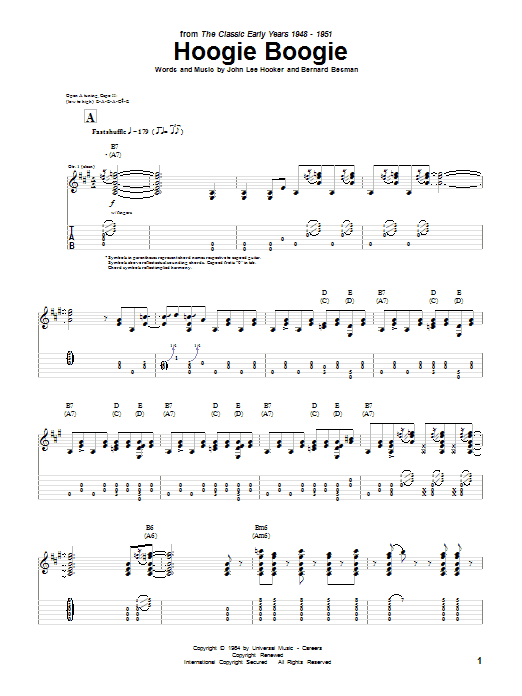 John Lee Hooker Hoogie Boogie Sheet Music Notes & Chords for Guitar Tab - Download or Print PDF