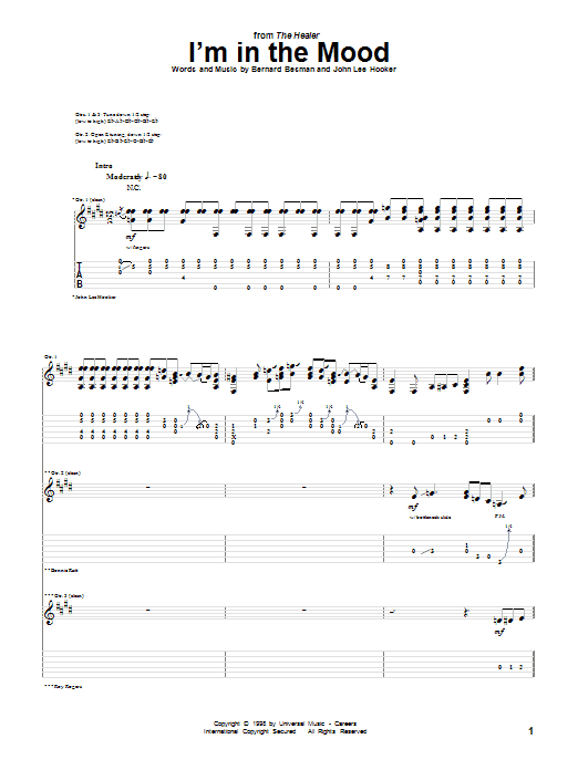 John Lee Hooker I'm In The Mood Sheet Music Notes & Chords for Lyrics & Chords - Download or Print PDF