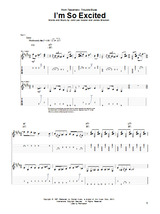 John Lee Hooker I'm So Excited Sheet Music Notes & Chords for Guitar Tab - Download or Print PDF