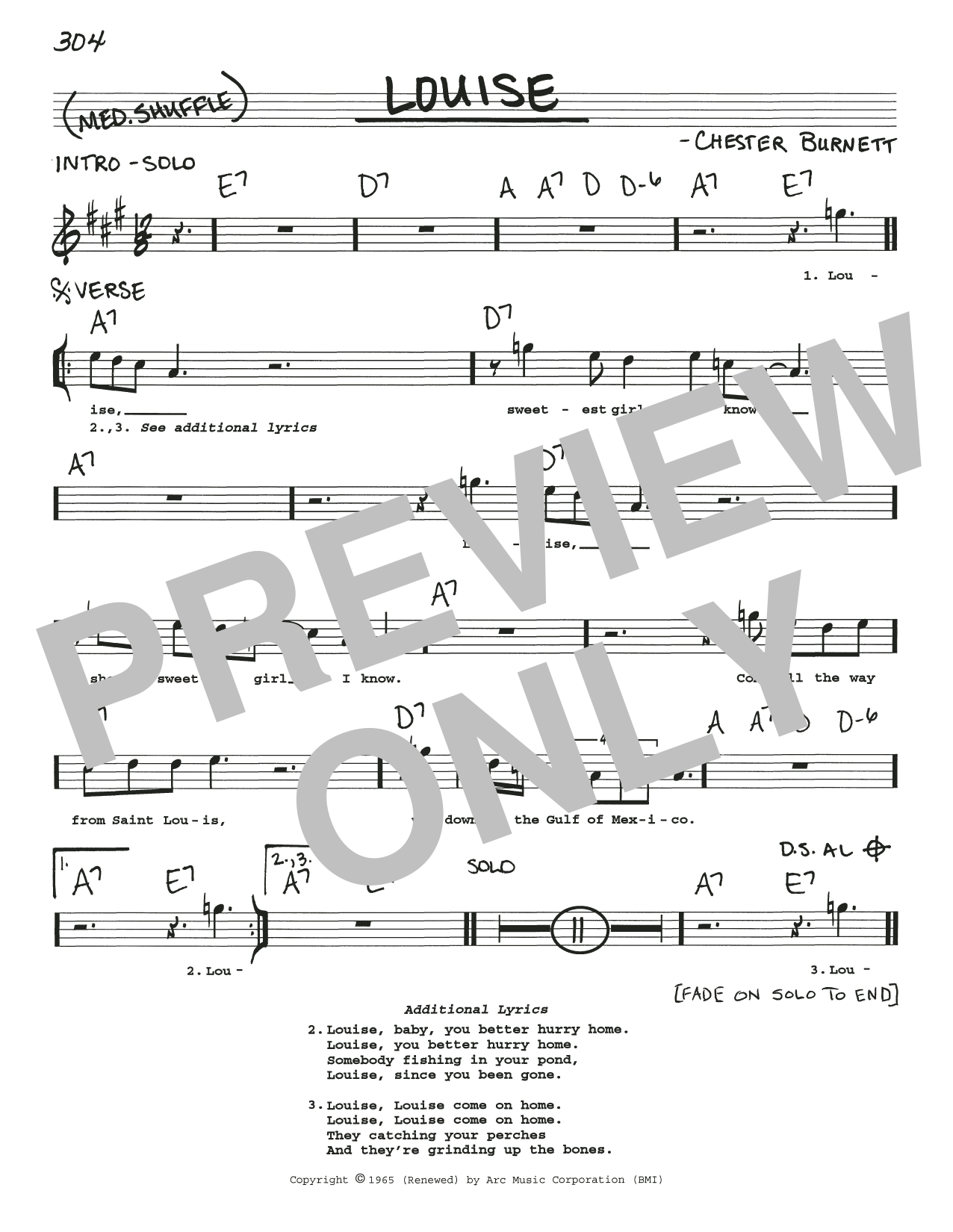 John Lee Hooker Louise Sheet Music Notes & Chords for Real Book – Melody, Lyrics & Chords - Download or Print PDF