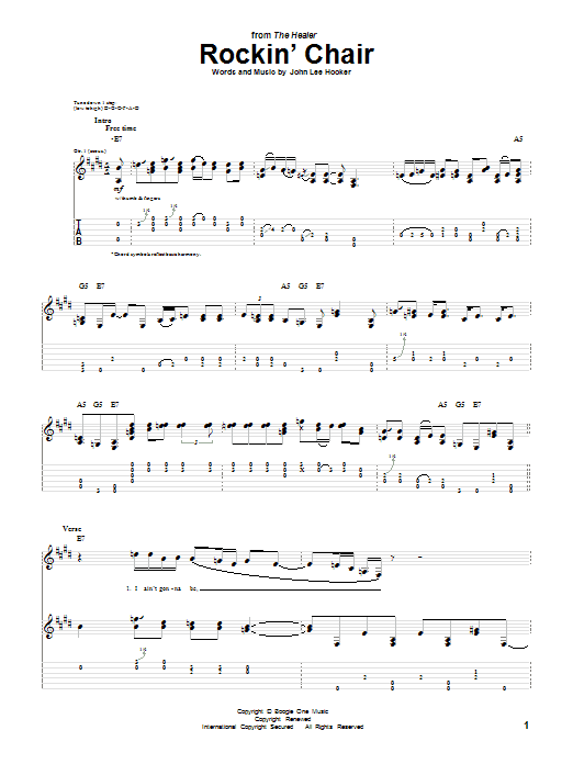 John Lee Hooker Rockin' Chair Sheet Music Notes & Chords for Guitar Tab - Download or Print PDF