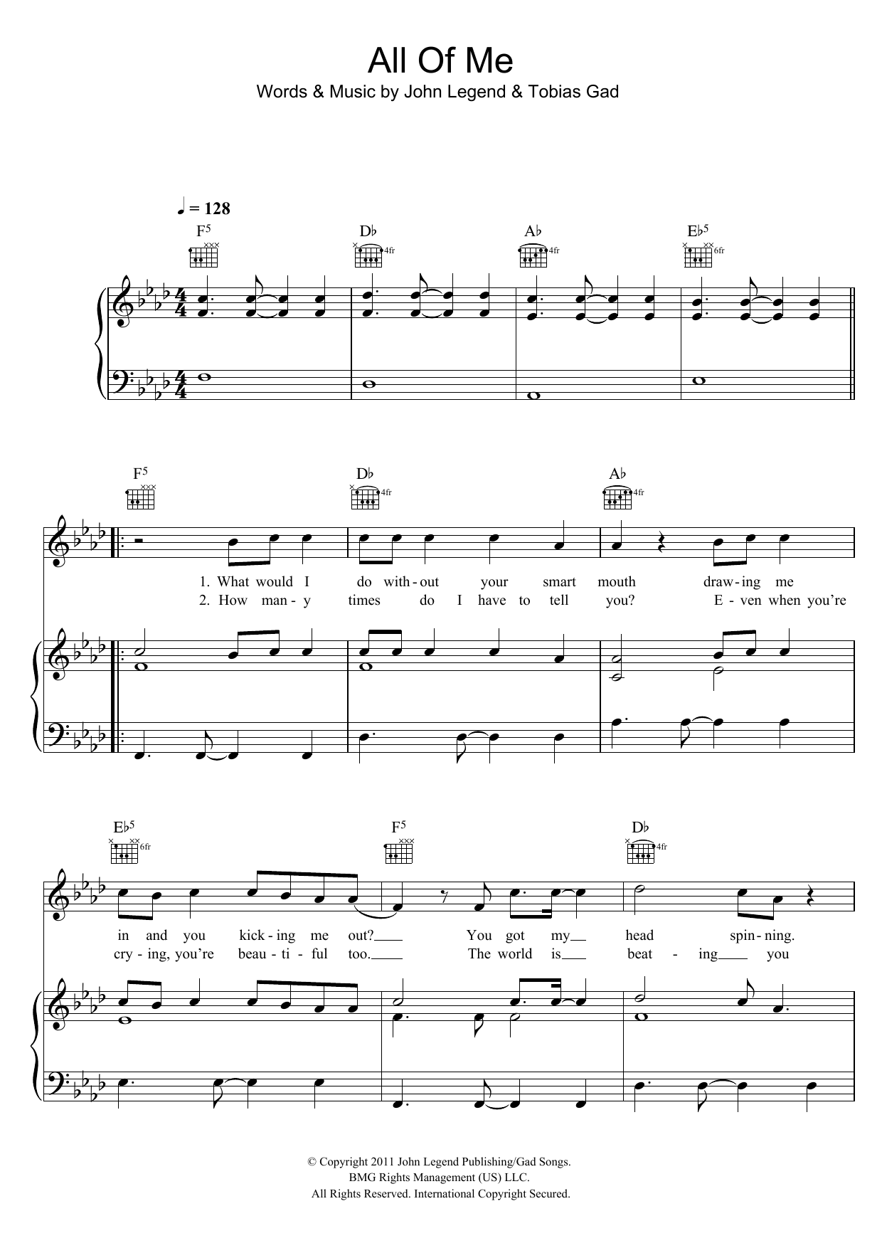 John Legend All Of Me Sheet Music Notes & Chords for VLNDT - Download or Print PDF