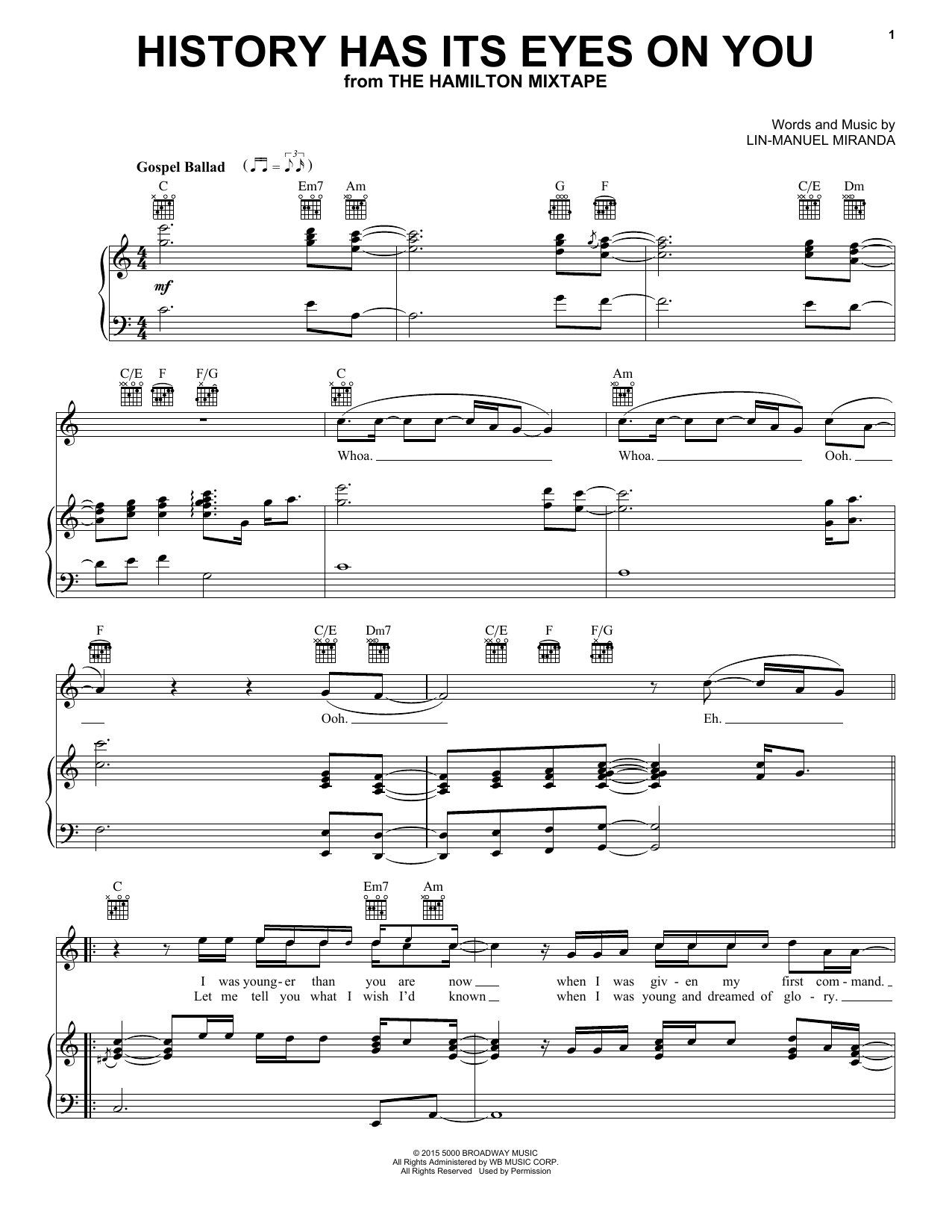 John Legend History Has Its Eyes On You Sheet Music Notes & Chords for Piano, Vocal & Guitar (Right-Hand Melody) - Download or Print PDF