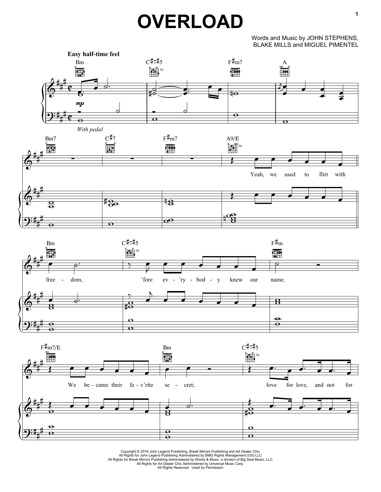 John Legend Overload Sheet Music Notes & Chords for Piano, Vocal & Guitar (Right-Hand Melody) - Download or Print PDF John Legend Overload Sheet Music Notes & Chords for Piano, Vocal & Guitar (Right-Hand Melody) - Download or Print PDF