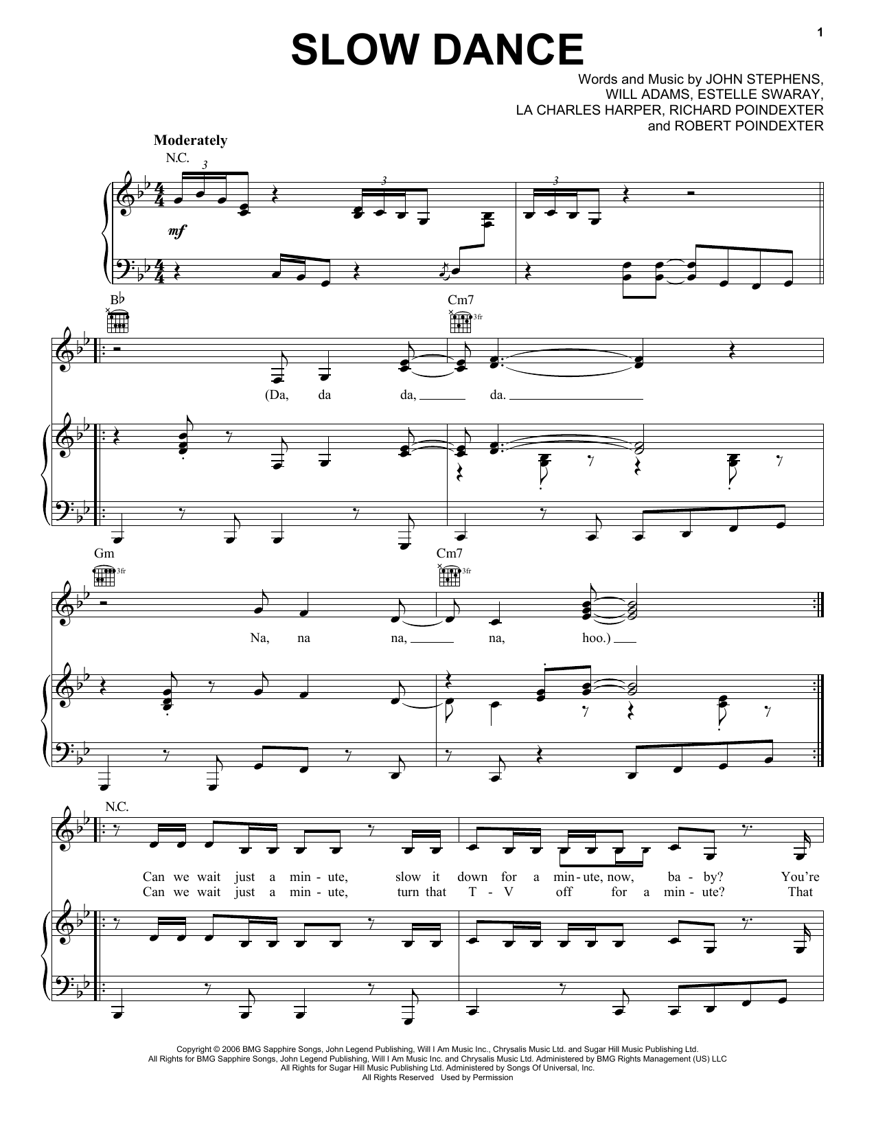 John Legend Slow Dance Sheet Music Notes & Chords for Easy Piano - Download or Print PDF