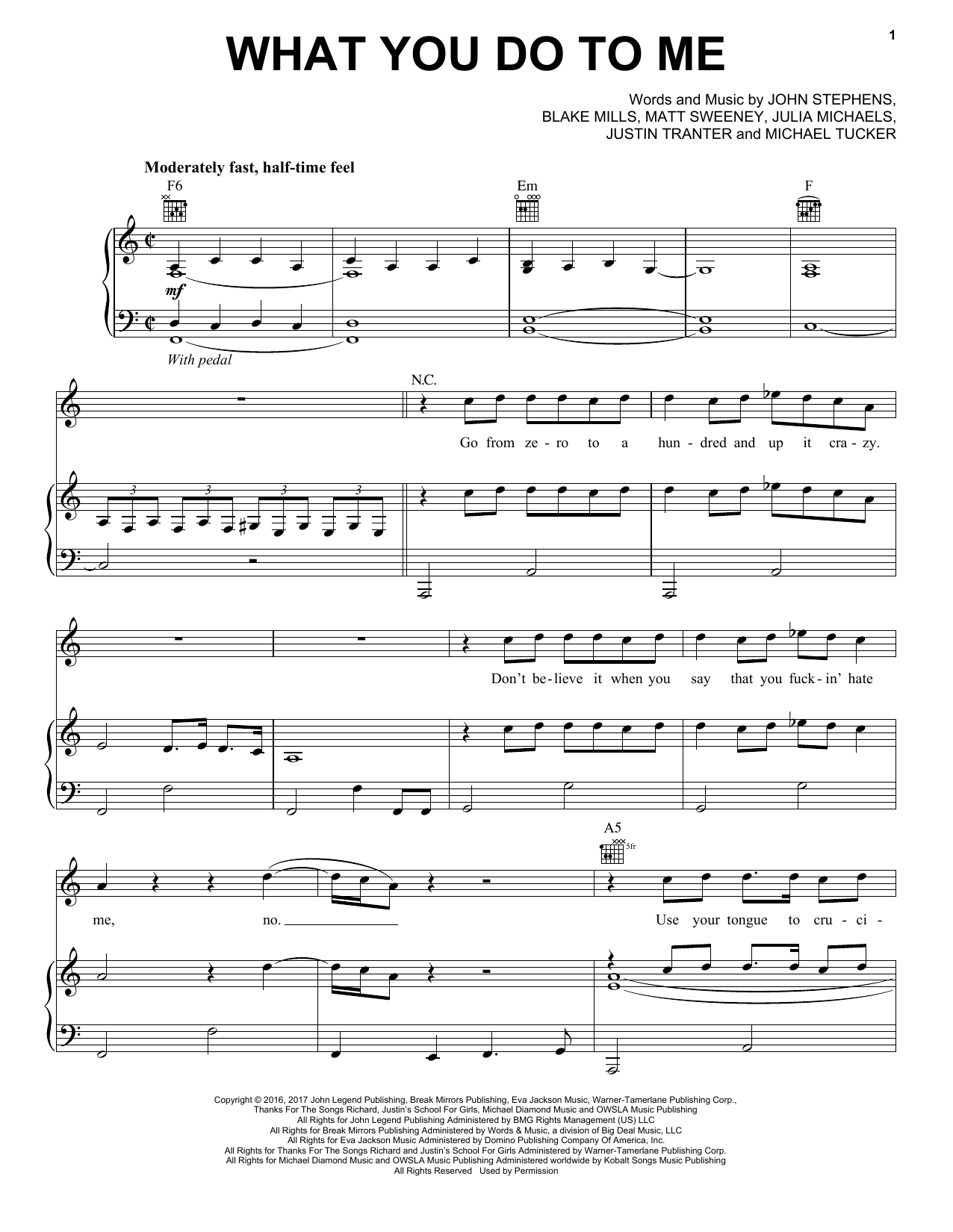 John Legend What You Do To Me Sheet Music Notes & Chords for Piano, Vocal & Guitar (Right-Hand Melody) - Download or Print PDF John Legend What You Do To Me Sheet Music Notes & Chords for Piano, Vocal & Guitar (Right-Hand Melody) - Download or Print PDF