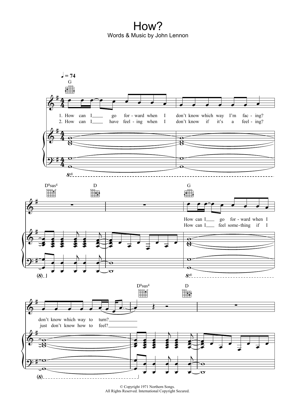 John Lennon How Sheet Music Notes & Chords for Piano, Vocal & Guitar - Download or Print PDF