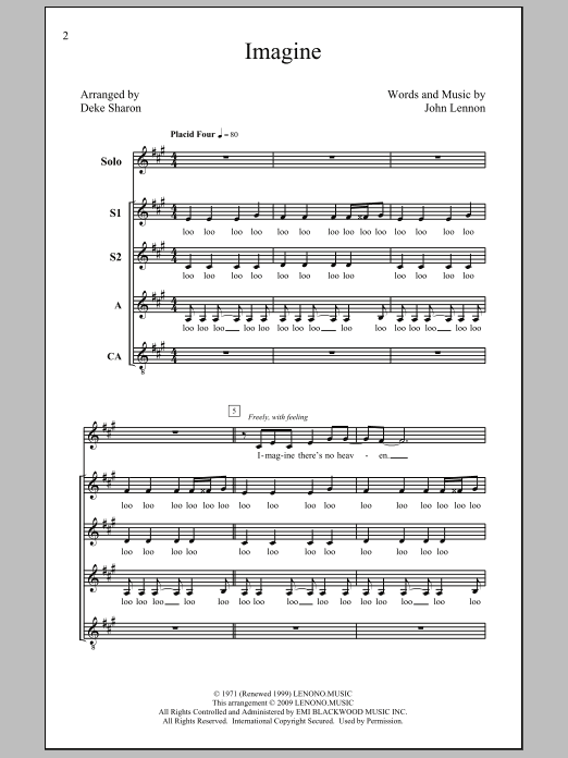 John Lennon Imagine (arr. Deke Sharon) Sheet Music Notes & Chords for SSA - Download or Print PDF