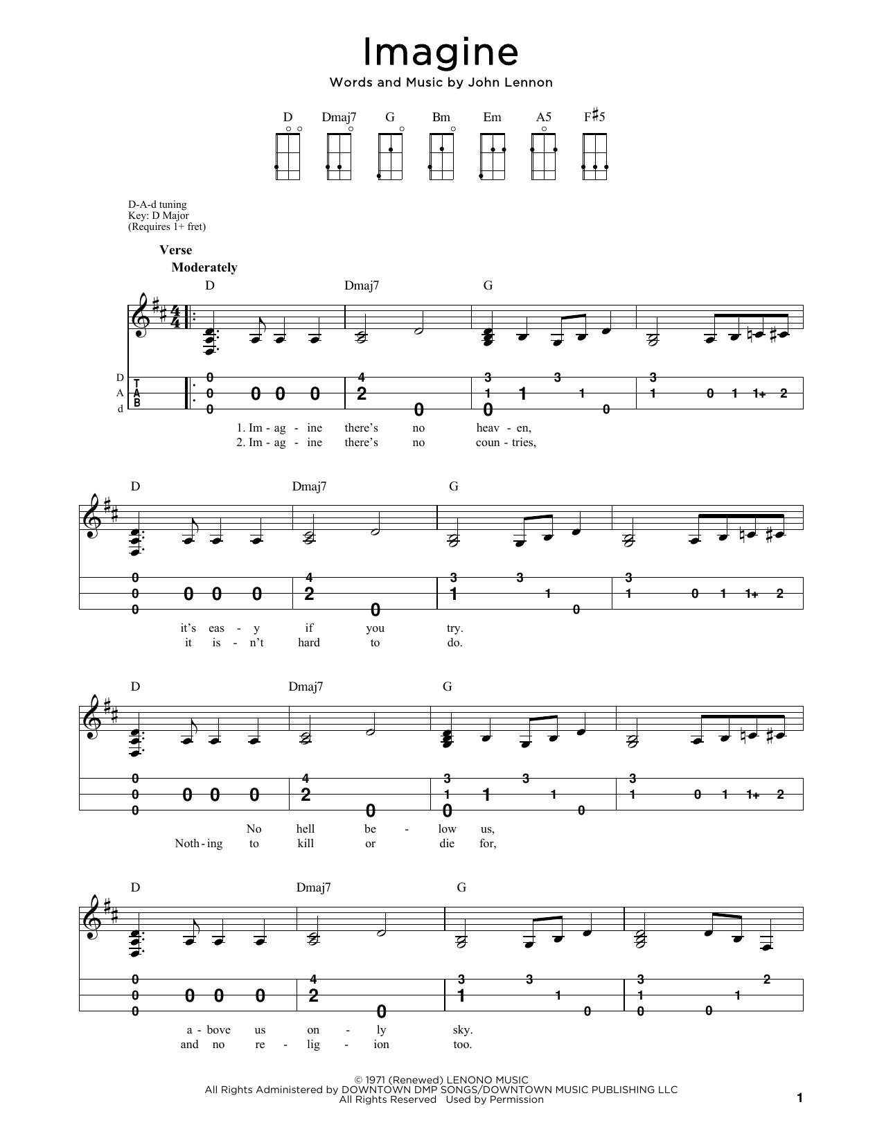 John Lennon Imagine (arr. Steven B. Eulberg) Sheet Music Notes & Chords for Dulcimer - Download or Print PDF