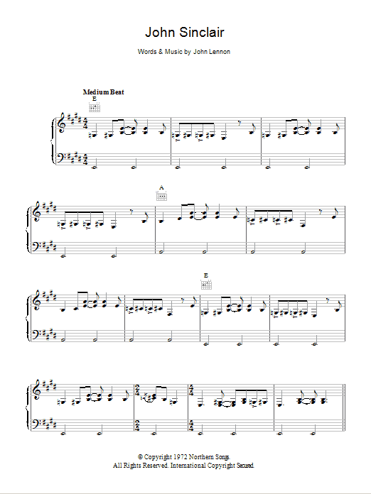 John Lennon John Sinclair Sheet Music Notes & Chords for Piano, Vocal & Guitar (Right-Hand Melody) - Download or Print PDF