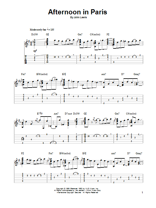 Jake Reichbart Afternoon In Paris Sheet Music Notes & Chords for Guitar Tab - Download or Print PDF