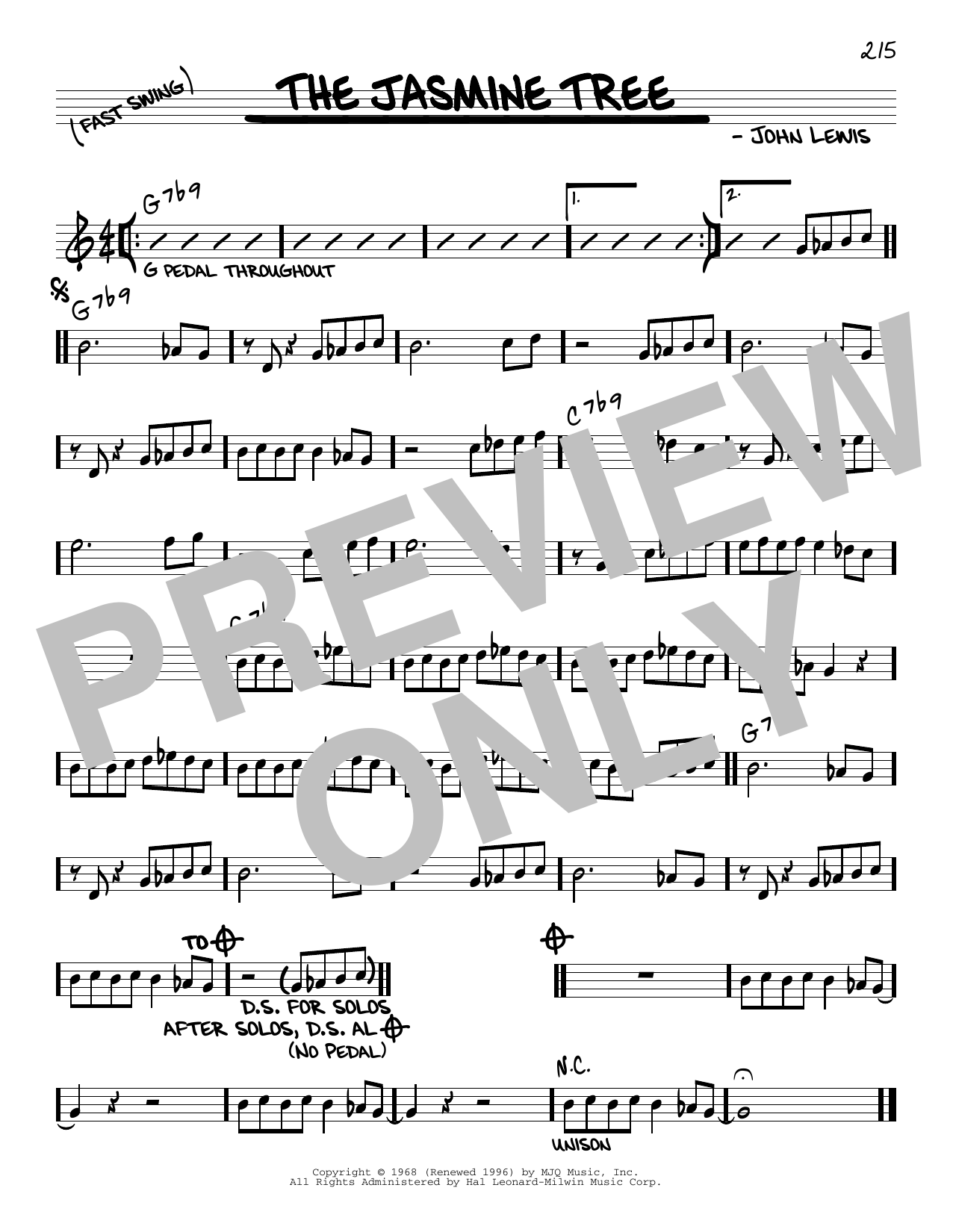 John Lewis The Jasmine Tree Sheet Music Notes & Chords for Real Book – Melody & Chords - Download or Print PDF