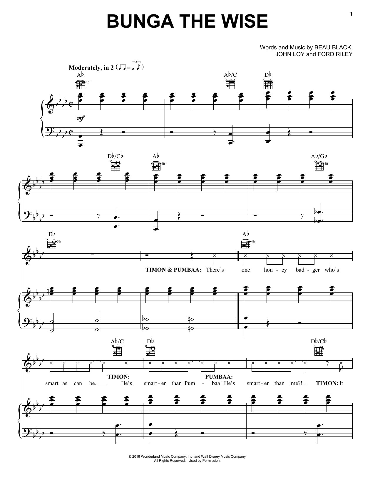 John Loy Bunga The Wise Sheet Music Notes & Chords for Piano, Vocal & Guitar (Right-Hand Melody) - Download or Print PDF